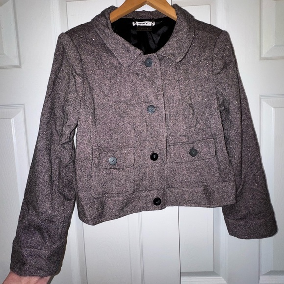 DKNYC Jackets & Blazers - DKNY Cropped Wool Blend Jacket Blazer with Metallic Thread
